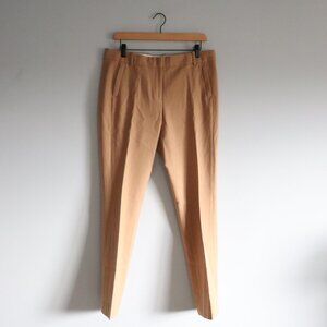 J. Crew Straight Leg 10 Tall Wool Blend Front Pleat Caramel Pocket Trousers